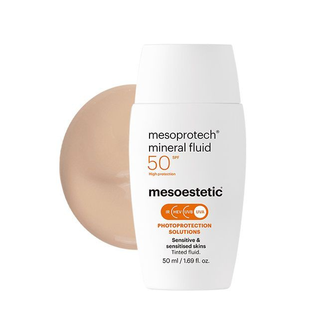 mesoestetic Mesoprotech Mineral Fluid Mineralny krem przeciwsłoneczny SPF 50+, 50 ml
