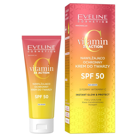 Eveline Vitamin C 3 x action Nawilżająco-ochronny krem do twarzy SPF 50