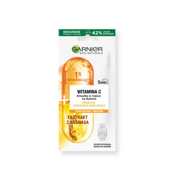 Skin Naturals Vitamin C ampułka w masce na tkaninie przeciw oznakom zmęczenia 15g