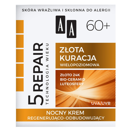 Technologia Wieku 5Repair 60+ Złota Kuracja nocny krem regenerująco-odbudowujący 50 ml