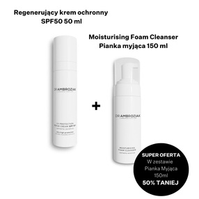 Dr Ambroziak zestaw Regenerujący krem ochronny SPF50 50 ml + Pianka myjąca 150 ml