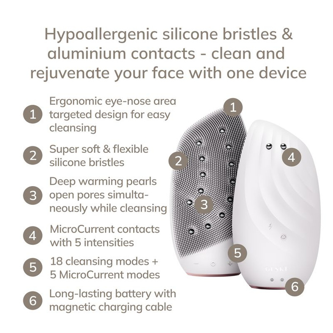 GESKE Szczoteczka soniczna do twarzy - Sonic Thermo Facial Brush & Face-Lifter 8 in 1