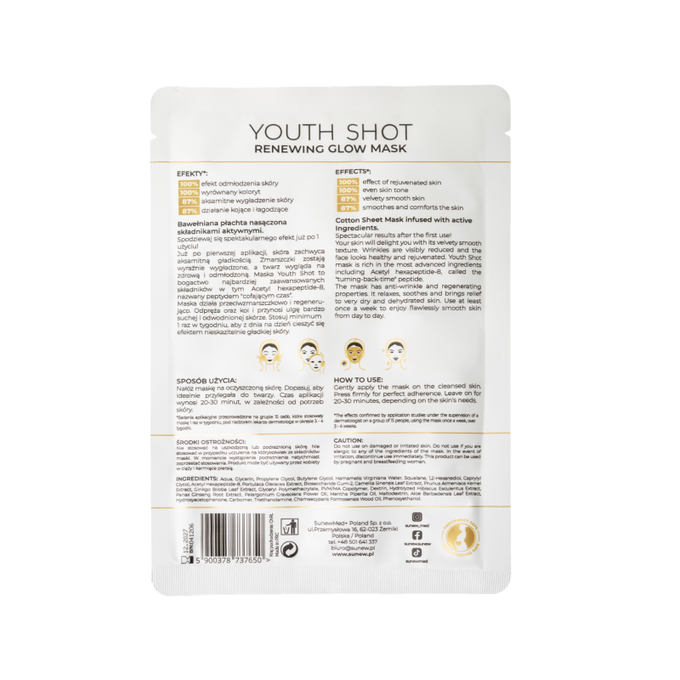 SunewMed+ Youth Shot Maska w płachcie do twarzy regenerująca + glow 1 szt