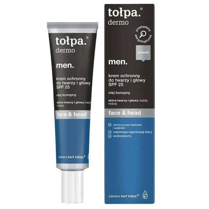 Tołpa Dermo Men face & head krem ochronny do twarzy i głowy, SPF 25 40 ml