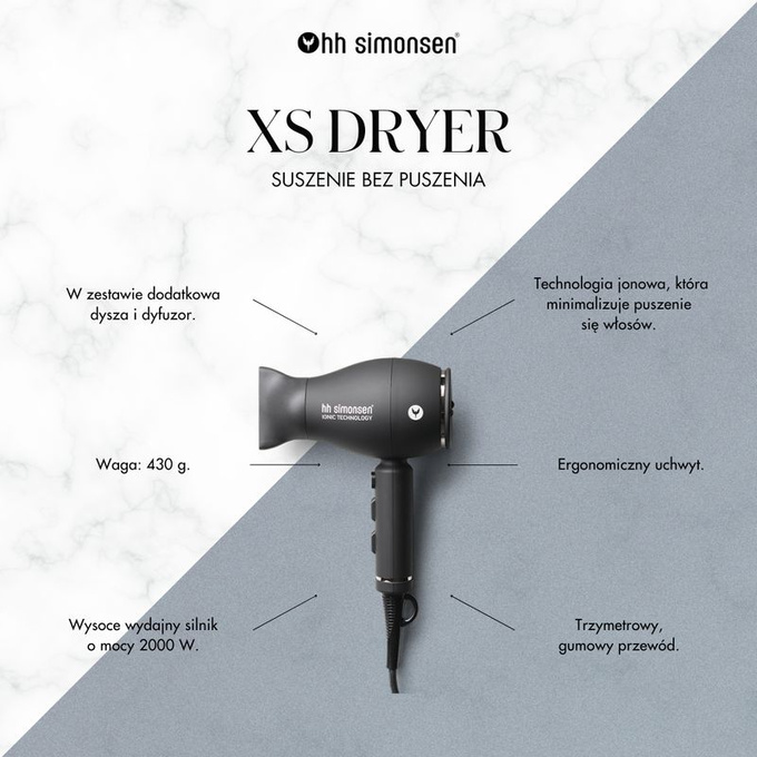 HH SIMONSEN Suszarka XS Dryer + 2 Dysze + Dyfuzor