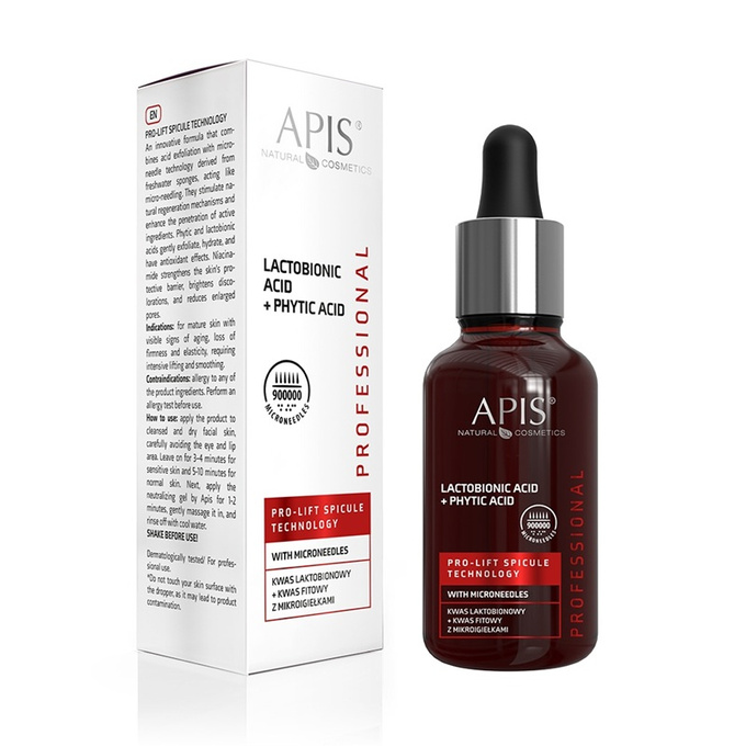 Apis PRO-LIFT SPICULE TECHNOLOGY Kwas laktobionowy + kwas fitowy z mikroigiełkami, 30 ml