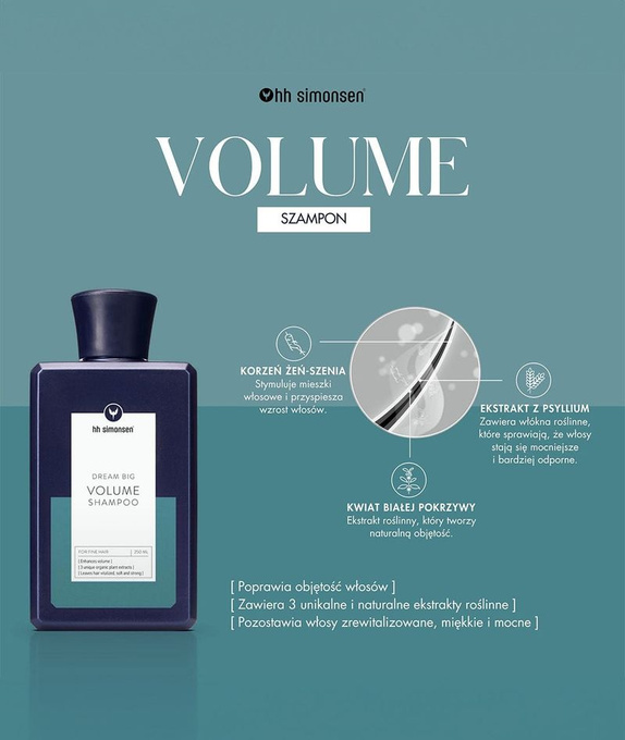HH SIMONSEN Szampon Do Budowania Objętości Włosów, 250 ml