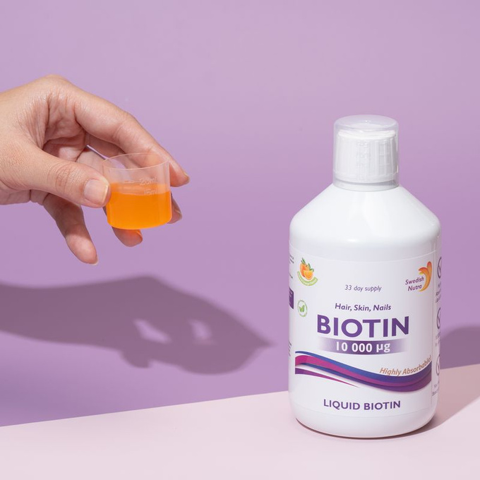 Swedish Nutra Biotin 10 000 mcg Biotyna na włosy, 500 ml