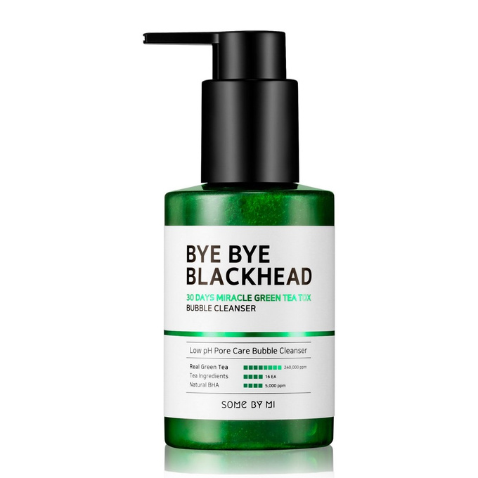 Some By Mi Bye Bye Blackhead 30 Days Miracle Green Tea Tox Bubble Cleanser oczyszczająca pianka do twarzy, 120  ml