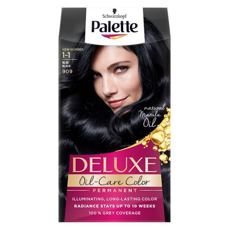 Deluxe Oil-Care Color farba do włosów trwale koloryzująca z mikroolejkami 909 (1-1) Granatowa Czerń