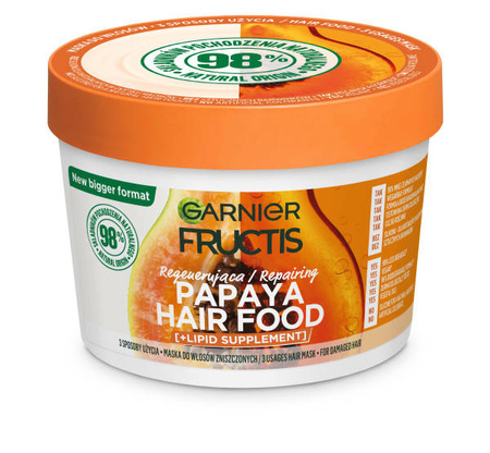 Fructis Papaya Hair Food regenerująca maska do włosów zniszczonych 400 ml