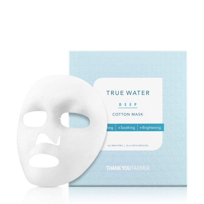 THANK YOU FARMER True Water Deep Cotton Mask 1 szt. Maska w płachcie nasączona nawilżającą esencją