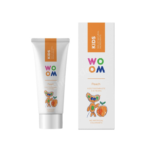 WOOM Kids Peach Pasta do zębów dla dzieci 3-8 lat, 50 ml