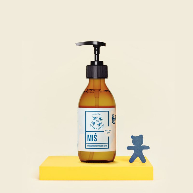 4 Szpaki Miś Hipoalergiczne naturalne mydło w płynie od 1. dnia życia, 300 ml