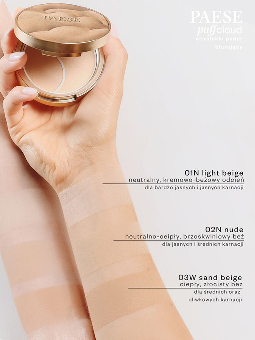 Paese Puff Cloud Puder prasowany z efektem blur - 03 piaskowy beż, 4,2 g