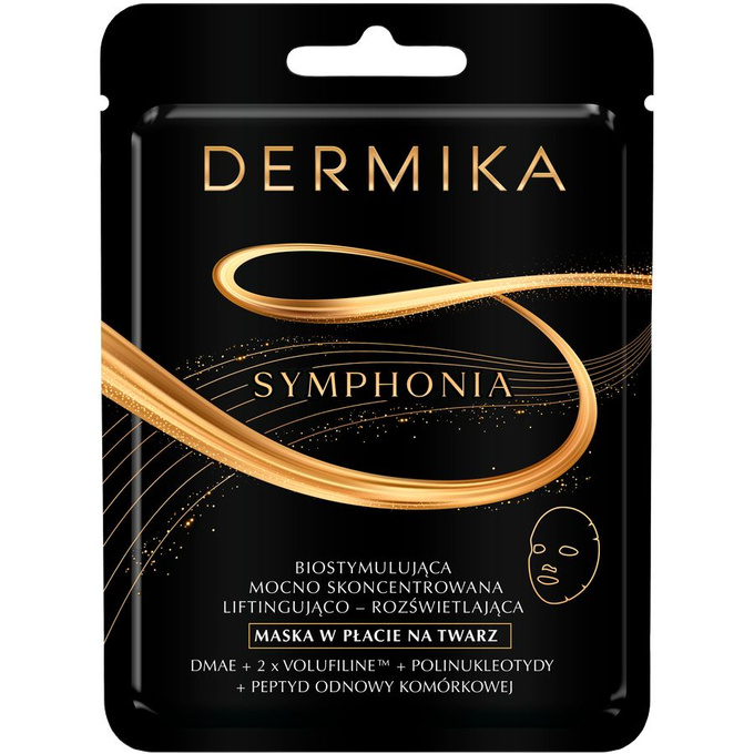 Dermika Symphonia Biostymulująca mocno skoncentrowana maska liftingująco-rozświetlająca w płacie na twarz, 1 szt