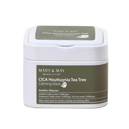 Mary&May, Maseczka do twarzy, CICA Houttuynia Tea Tree Calming Mask, 30 sztuk 