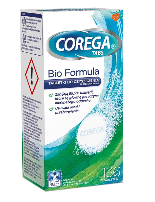 Corega Tabs Bio Formula tabletki do czyszczenia protez zębowych 136 tabletek