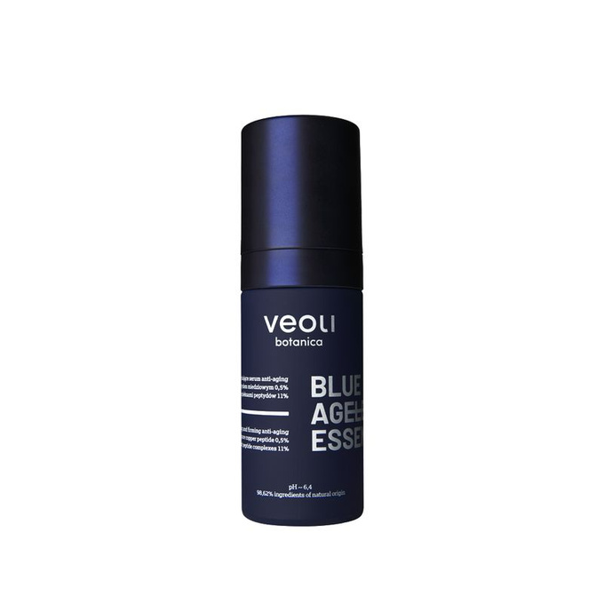 Veoli  Botanica BLUE AGELESS ESSENCE Wypełniająco-ujędrniające serum anti-aging z czystym peptydem miedziowym 0,5% i kompleksami peptydów 11% 30ml