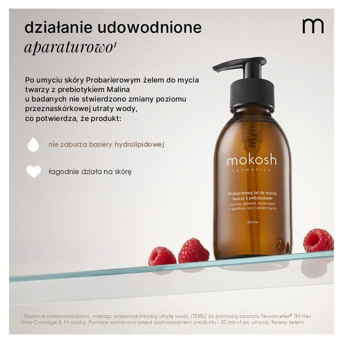 Mokosh Probarierowy żel do mycia twarzy z prebiotykiem Malina, 90 ml