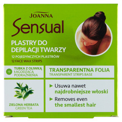 Sensual plastry do depilacji twarzy Zielona Herbata 12szt + tubka z oliwką łagodzącą podrażnienia 10 ml