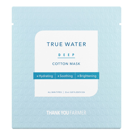 THANK YOU FARMER True Water Deep Cotton Mask 1 szt. Maska w płachcie nasączona nawilżającą esencją