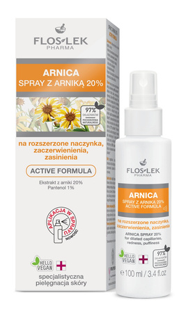 Floslek Spray z arniką 20% active formula na rozszerzone naczynka, zaczerwienienia, zasinienia 100 ml