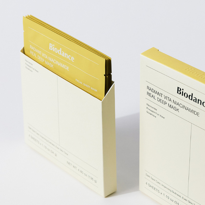BIODANCE Radiant Vita Niacinamide Real Deep Mask Hydrożelowa maska w płachcie, 4 szt