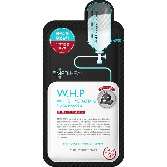 MEDIHEAL W.H.P White Hydrating Black Mask EX Rozjaśniająco-nawilżająca maska w płachcie, 25 ml