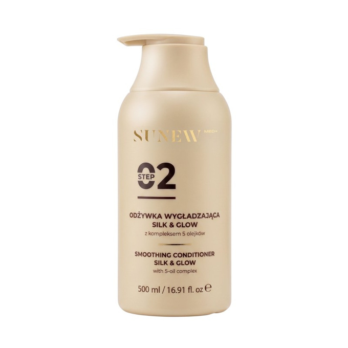 SunewMed+ Silk & Glow Wygładzająca odżywka do włosów z kompleksem 5 olejków 500 ml