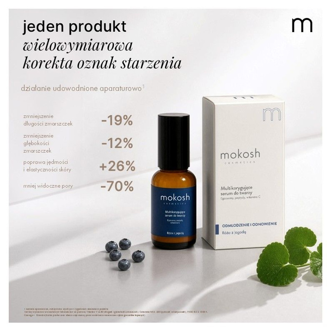 Mokosh Multikorygujące serum do twarzy Róża z jagodą, 30 ml