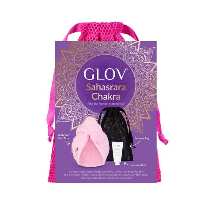 Sahasrara Chakra zestaw Soft Hair Wrap turban do włosów + Hair Mask maska odżywcza do włosów 30 ml + worek-kosmetyczka