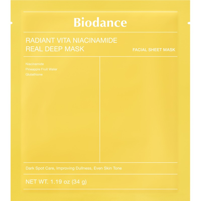 BIODANCE Radiant Vita Niacinamide Real Deep Mask Hydrożelowa maska w płachcie, 4 szt