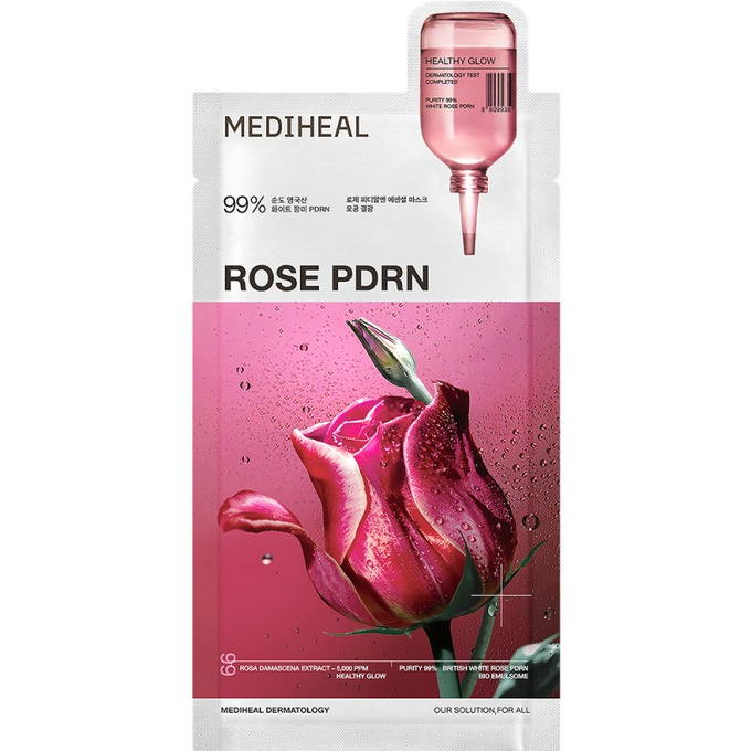 MEDIHEAL Rose PDRN Essential Maska w płachcie zwężająca pory, 24 ml
