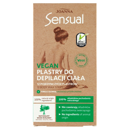 Sensual Vegan plastry do depilacji ciała 12szt + tubka z oliwką łagodzącą 10 ml