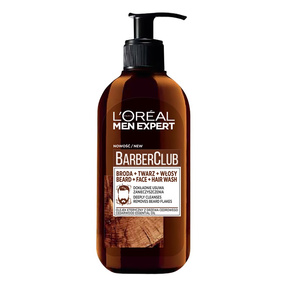 Loreal Paris Men Expert Barber Club Beard Face Hair Wash 3in1 oczyszczający żel do mycia brody twarzy i włosów z olejkiem z drzewa cedrowego, 200ml