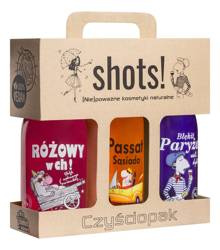 Shots! Czyściopak Unisex zestaw żel pod prysznic Różowy w ch! 500 ml + Passat Sąsiada 500 ml + Błękit Paryża 500 ml