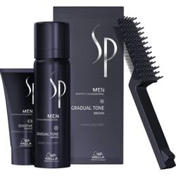 SP Men Gradual Tone Brown zestaw do stopniowej eliminacji siwizny pianka pigmentująca 60 ml + łagodny szampon 30 ml + szczoteczka